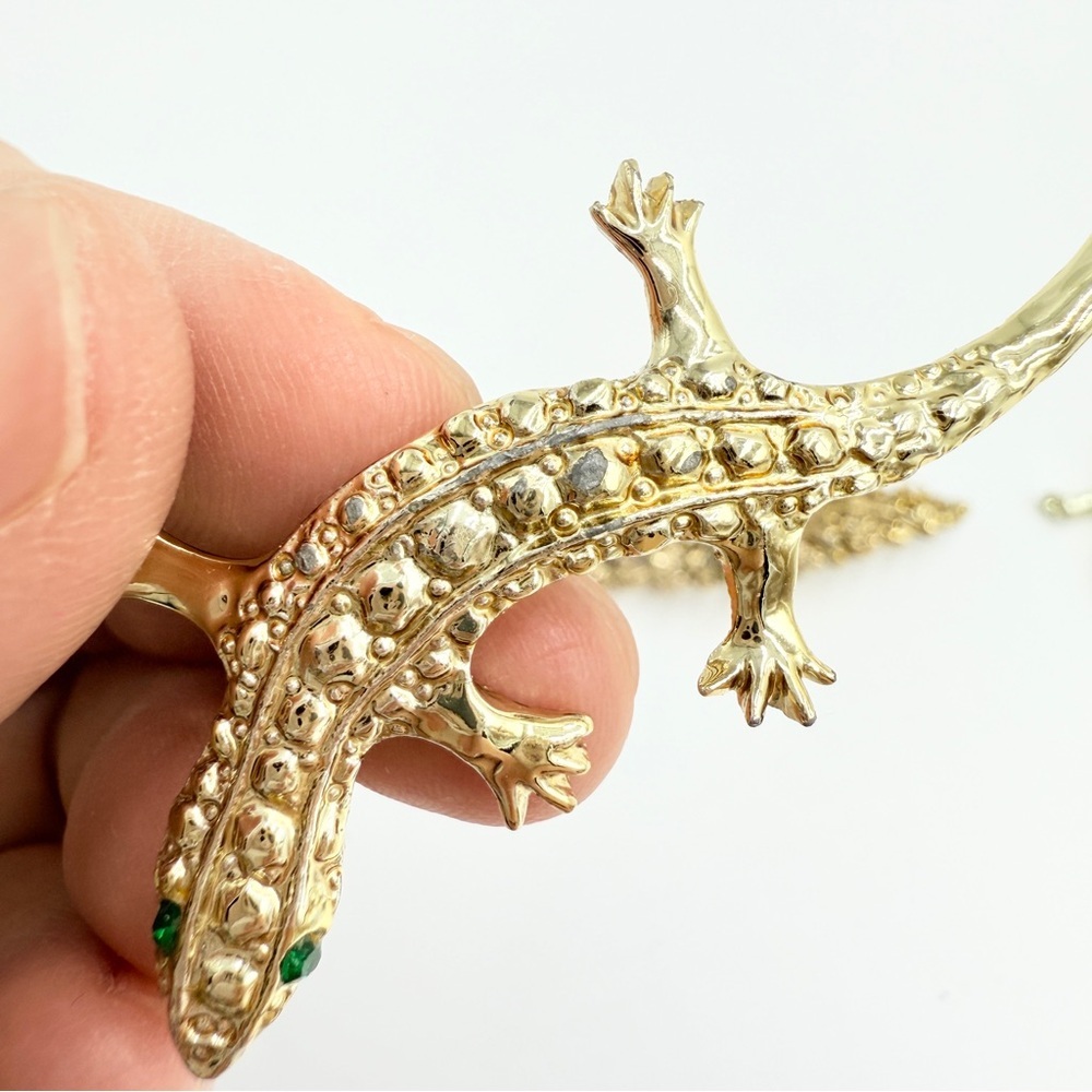 Gerry’s Vintage Gold Tone 3 Brooch Sets Lizard Leaf Floral Rhinestone Pearl Pins - Picture 10 of 13